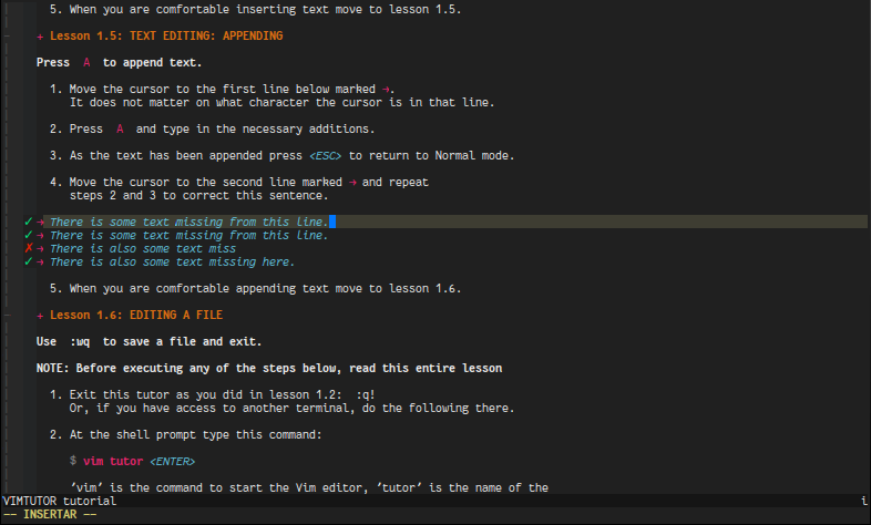 Vim tutor mode - github.com/fmoralesc/vim-tutor-mode