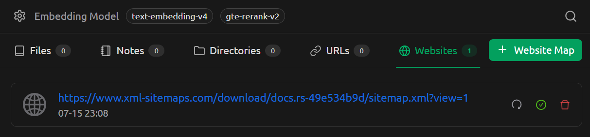 Cherry Studio 知识库添加网站地图