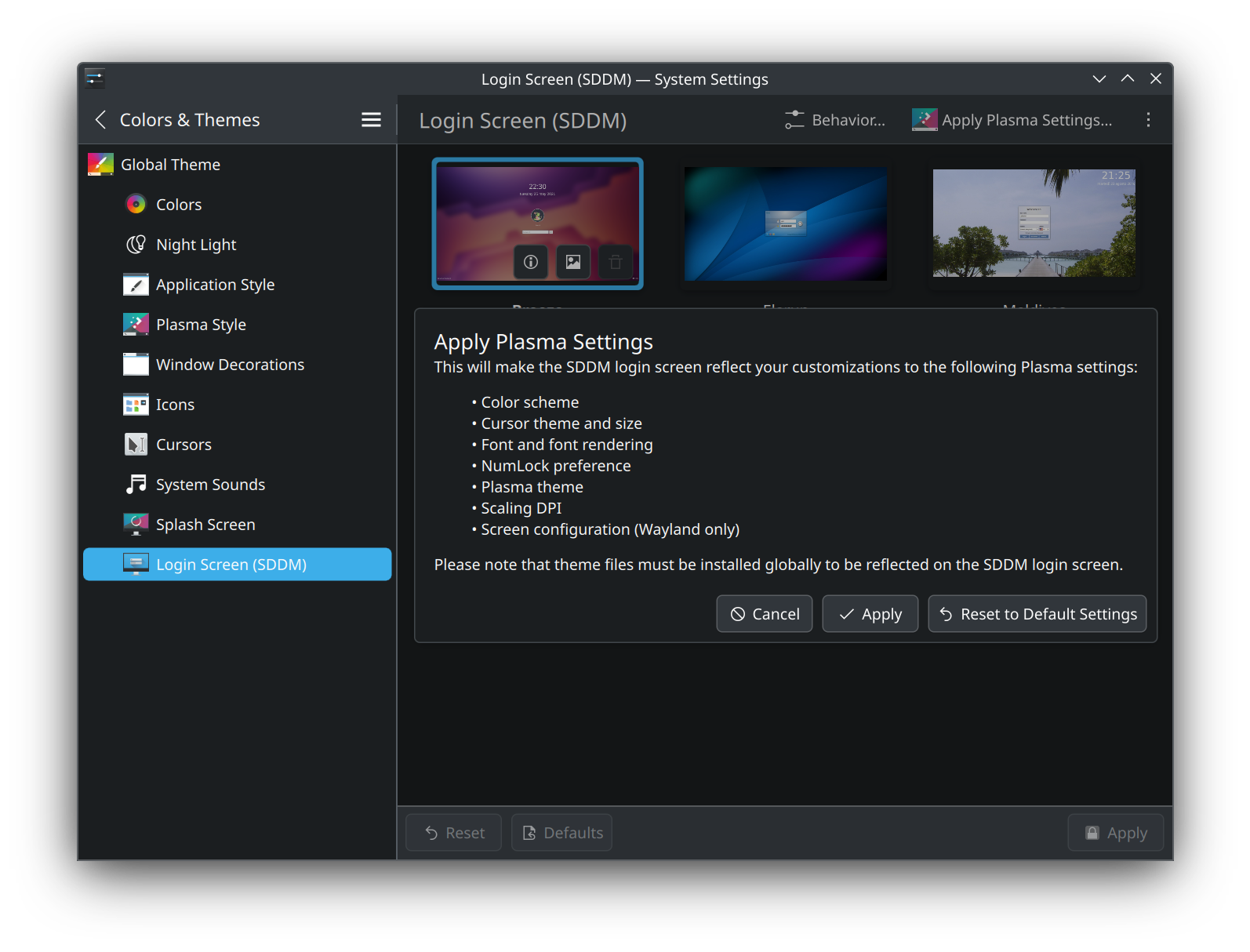 Apply Plasma Settings